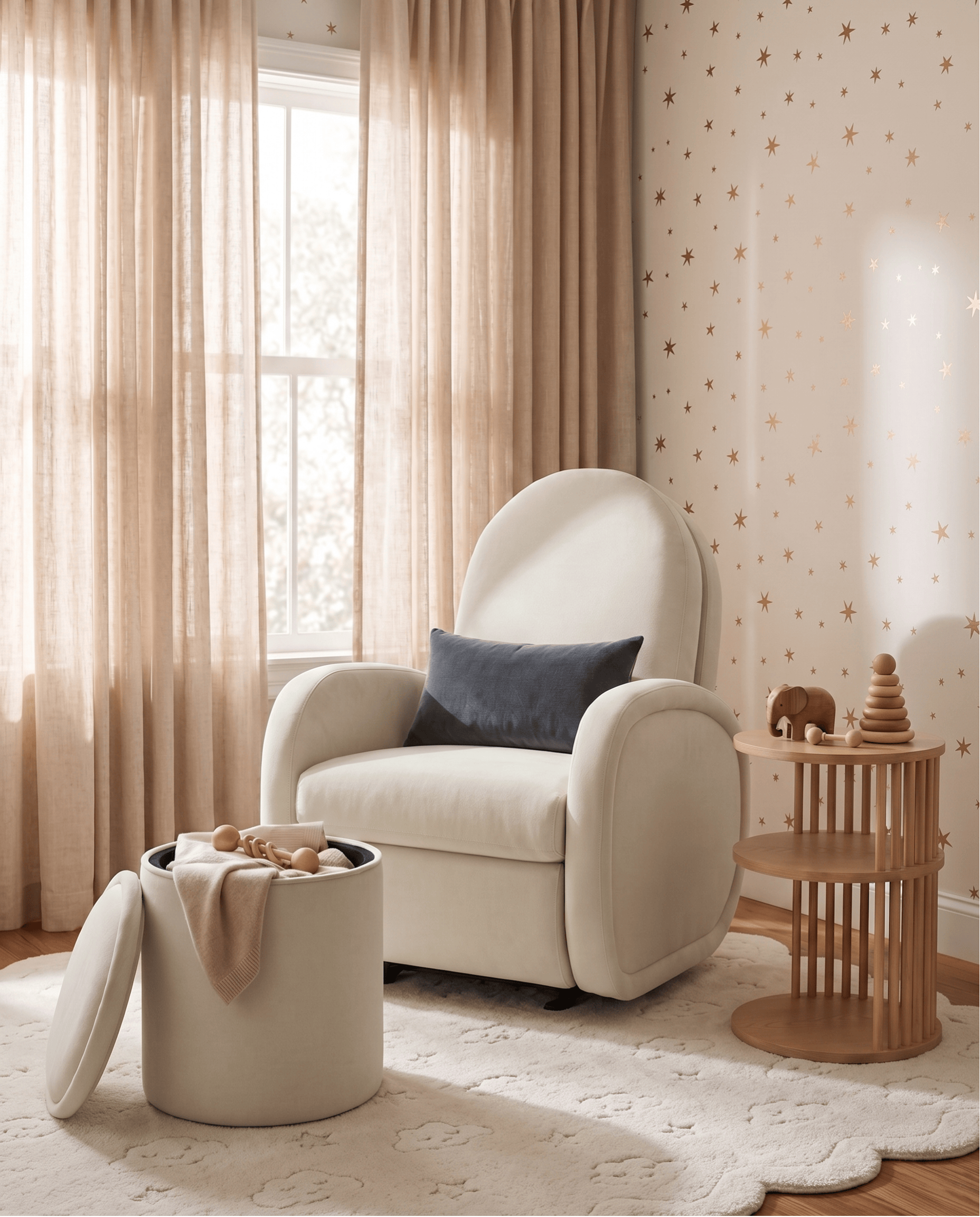 The Austin + Petite Ottoman + Side Table + Lumbar Pillow